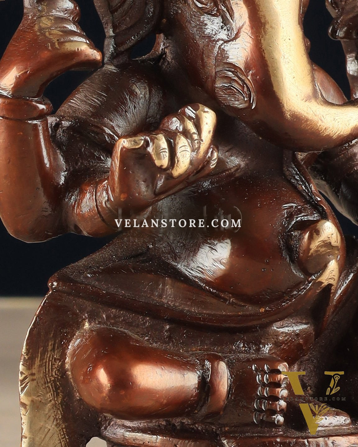 Pure Brass Unique Lord Ganesha Idol - Copper Tone (5 Inch)