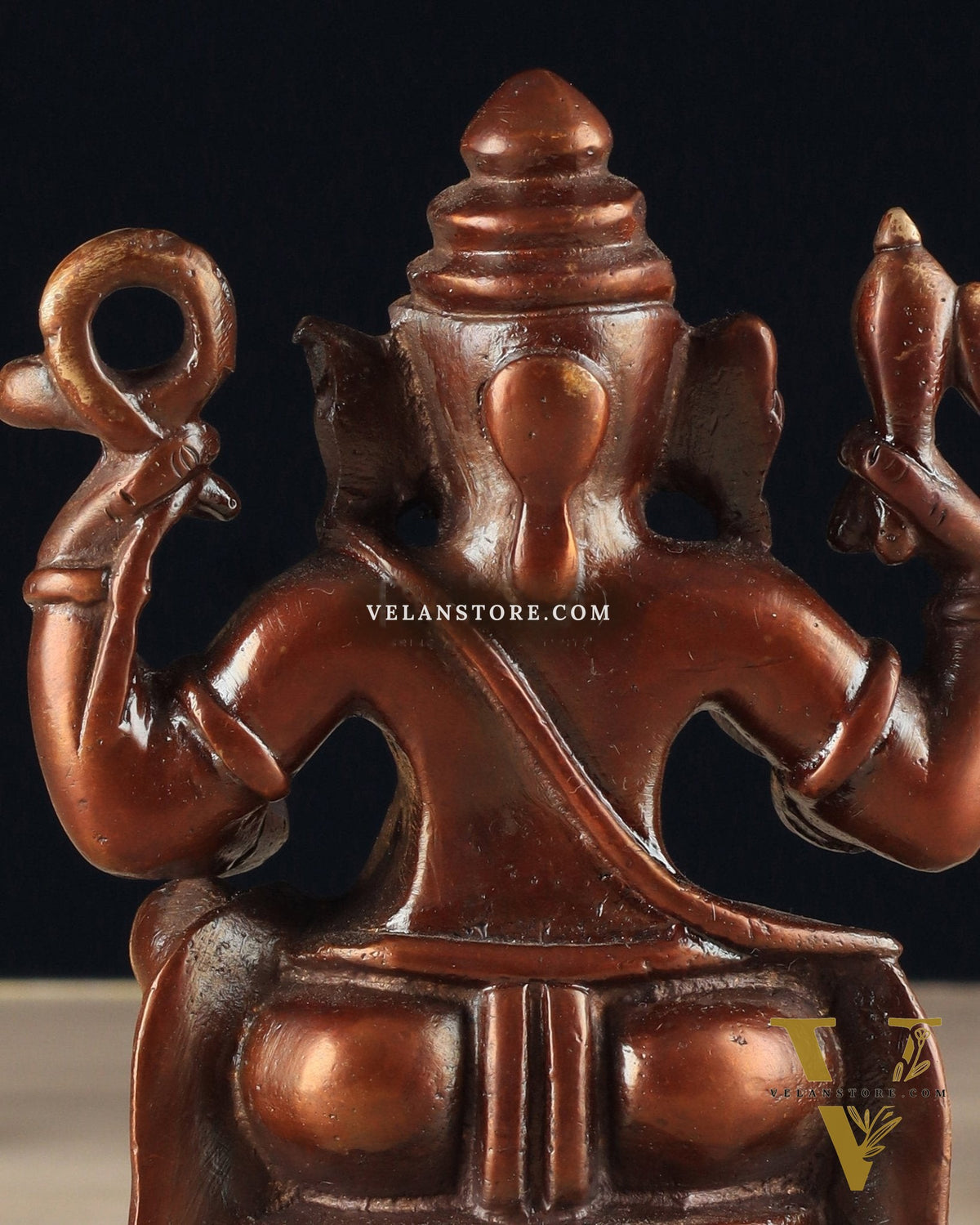 Pure Brass Unique Lord Ganesha Idol - Copper Tone (5 Inch)
