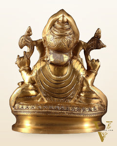 Pure Brass Unique Lord Ganesha Idol with Kirtimukha Engraved Base – 8 Inch