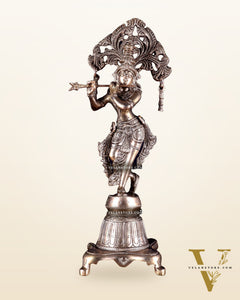 Pure Brass Unique Lord Krishna Idol 14.5 inch