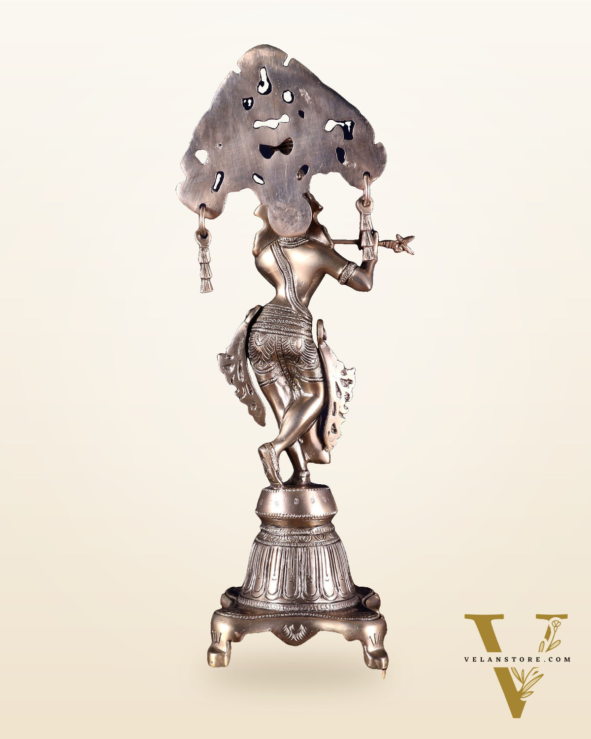 Pure Brass Unique Lord Krishna Idol 14.5 inch