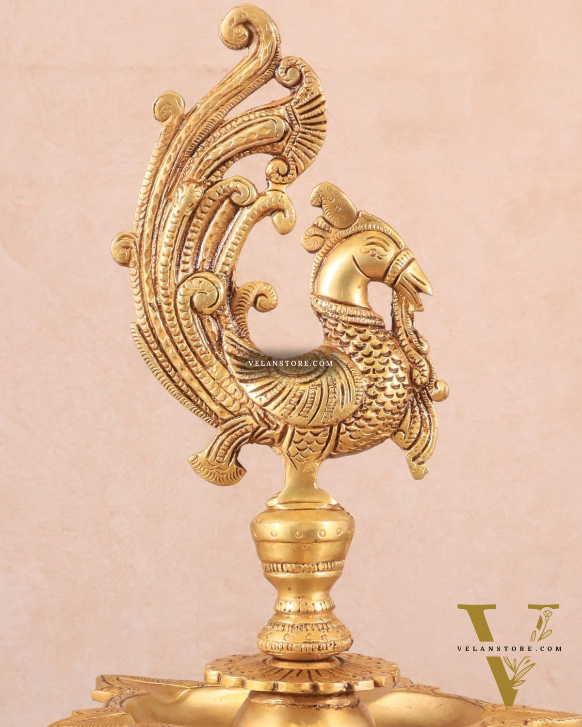 Pure Brass Unique Peacock Annam Pakshi Oil Lamp - 13.5"