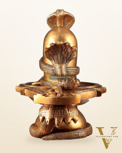 Pure Brass Unique Shiv Ling Curled with Nagas – Shiva Lingam 14"