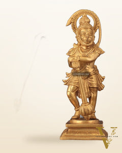 Pure Brass Unique Standing Lord Hanuman Statue - 11"