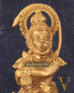 Pure Brass Unique Standing Lord Hanuman Statue - 11"