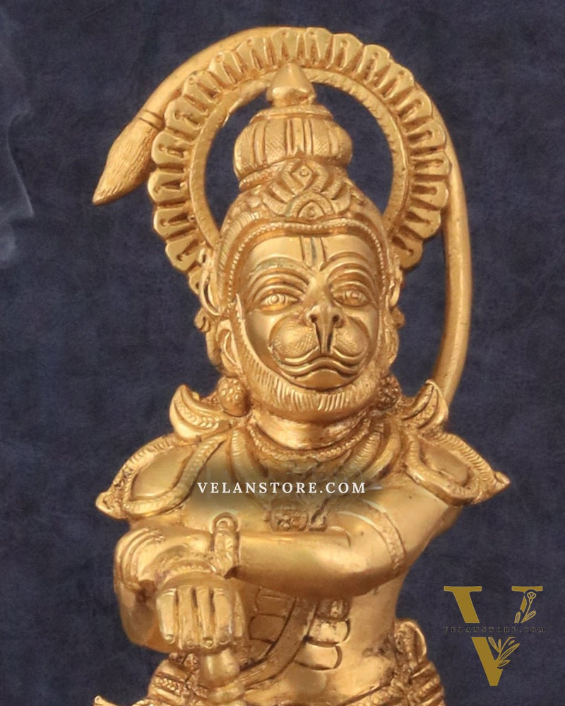 Pure Brass Unique Standing Lord Hanuman Statue - 11"