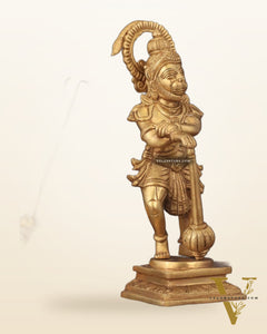 Pure Brass Unique Standing Lord Hanuman Statue - 11"