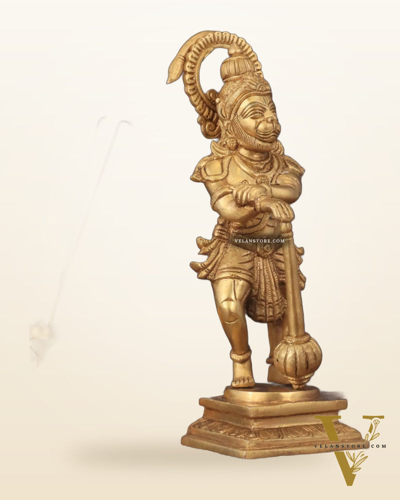 Pure Brass Unique Standing Lord Hanuman Statue - 11"