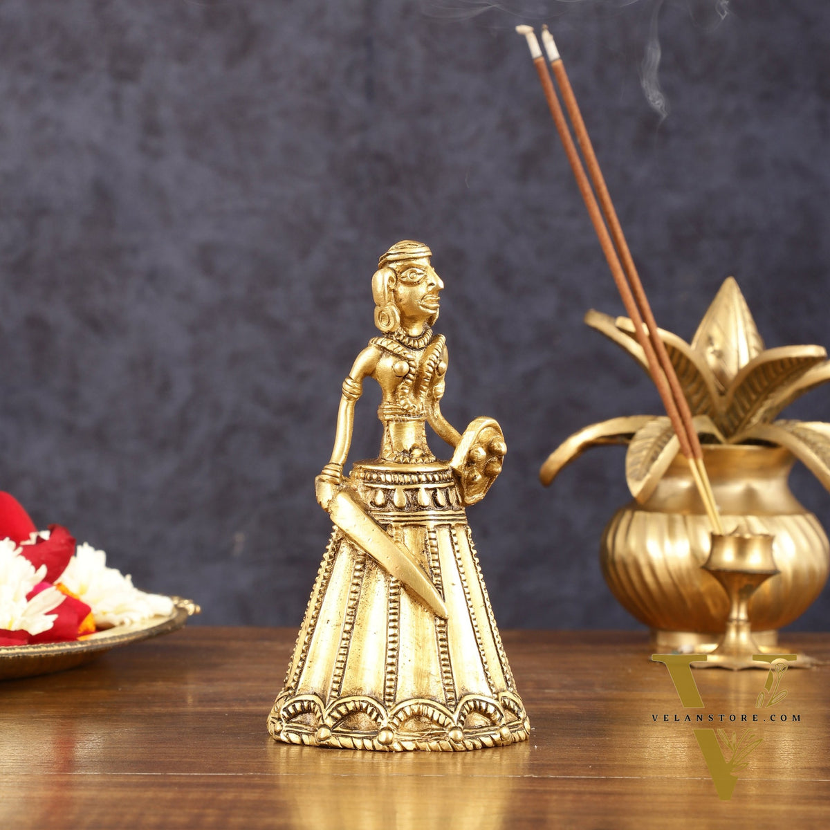 Pure Brass Unique Tribal Bell - 5.5" Height