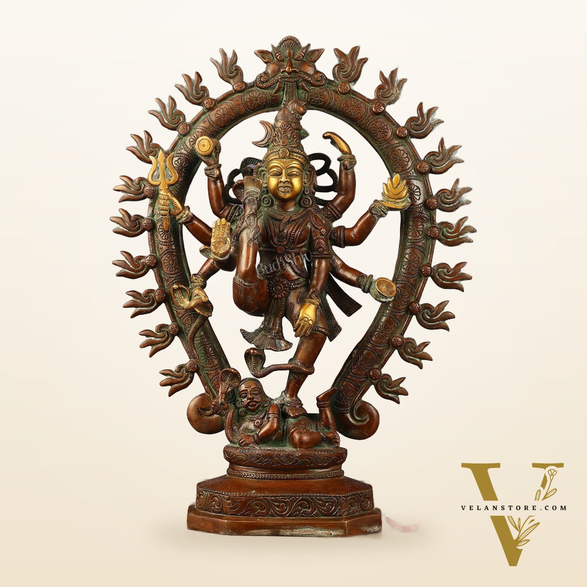 Pure Brass Urdhava Tandava Nataraja Statue - 16.5 Inch Sculpture
