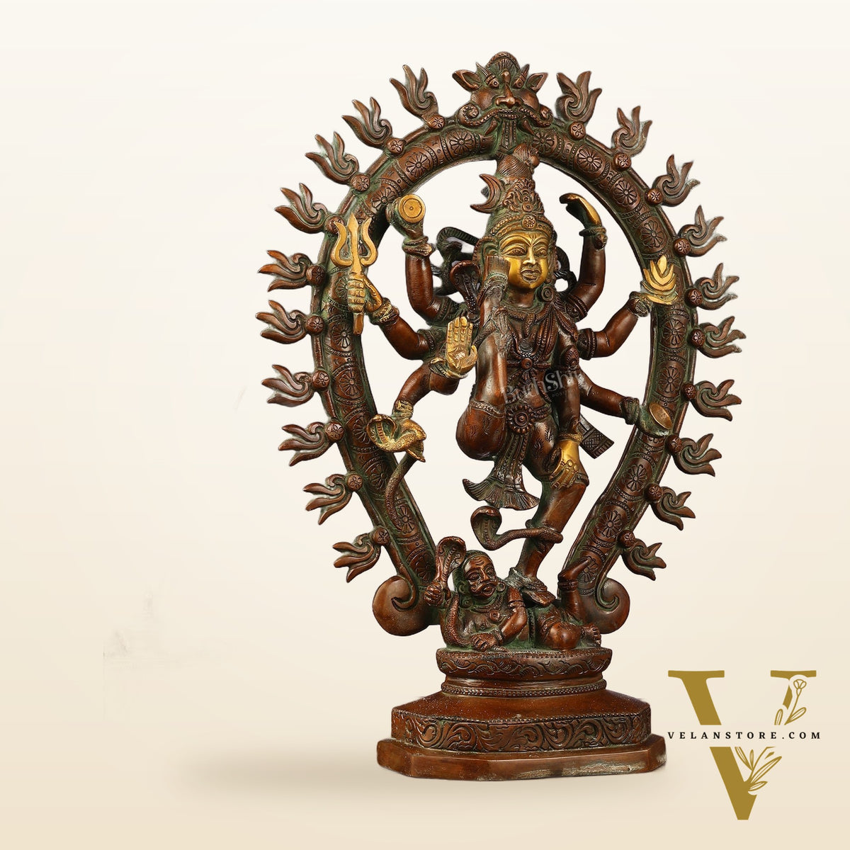 Pure Brass Urdhava Tandava Nataraja Statue - 16.5 Inch Sculpture