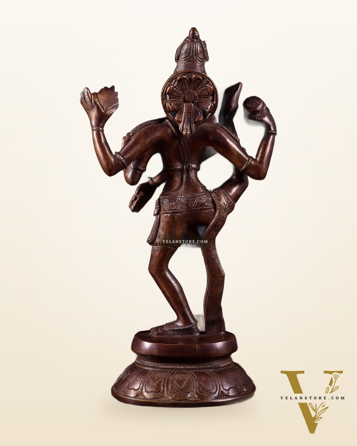 Pure Brass Urdhva Tandava Dancing Shiva Statue – Dark Brown Tone 12"