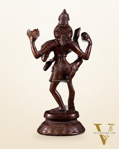 Pure Brass Urdhva Tandava Dancing Shiva Statue – Dark Brown Tone 12"