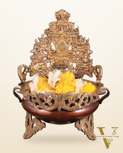 Pure Brass Urli Bowl Antique Style | 12 inch dual tone