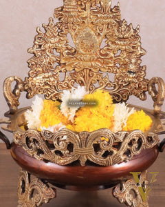 Pure Brass Urli Bowl Antique Style | 12 inch dual tone