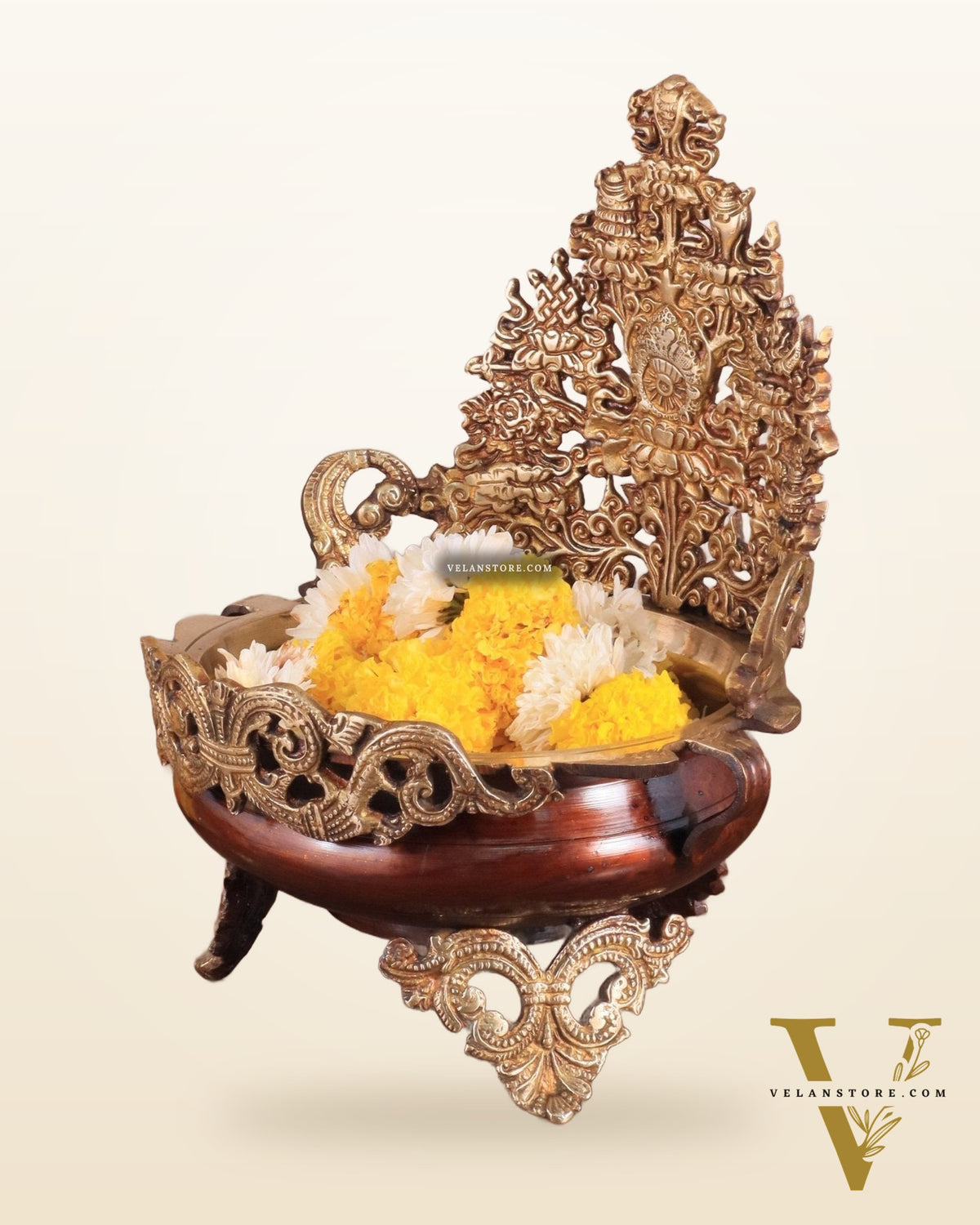 Pure Brass Urli Bowl Antique Style | 12 inch dual tone