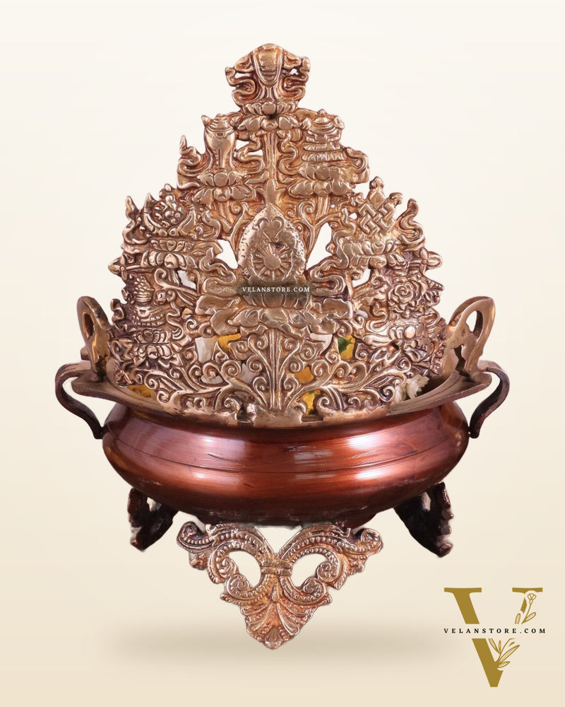 Pure Brass Urli Bowl Antique Style | 12 inch dual tone
