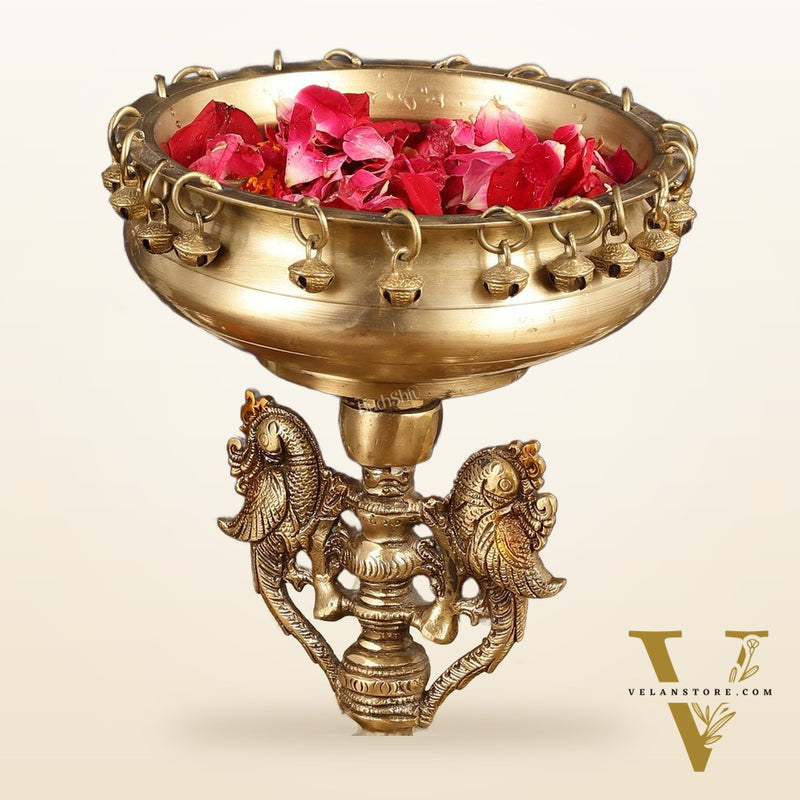 Pure Brass Urli with Stand Diyas | 13 Inch