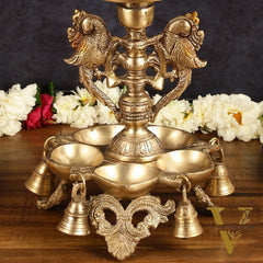 Pure Brass Urli with Stand Diyas | 13 Inch
