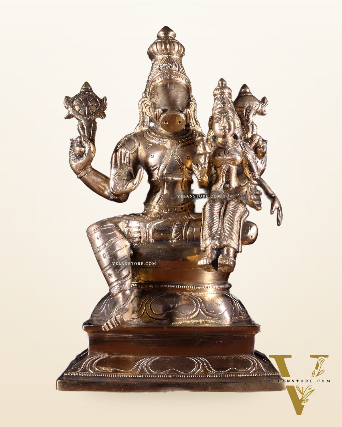 Pure Brass Varaha Lakshmi Statue 9.5"