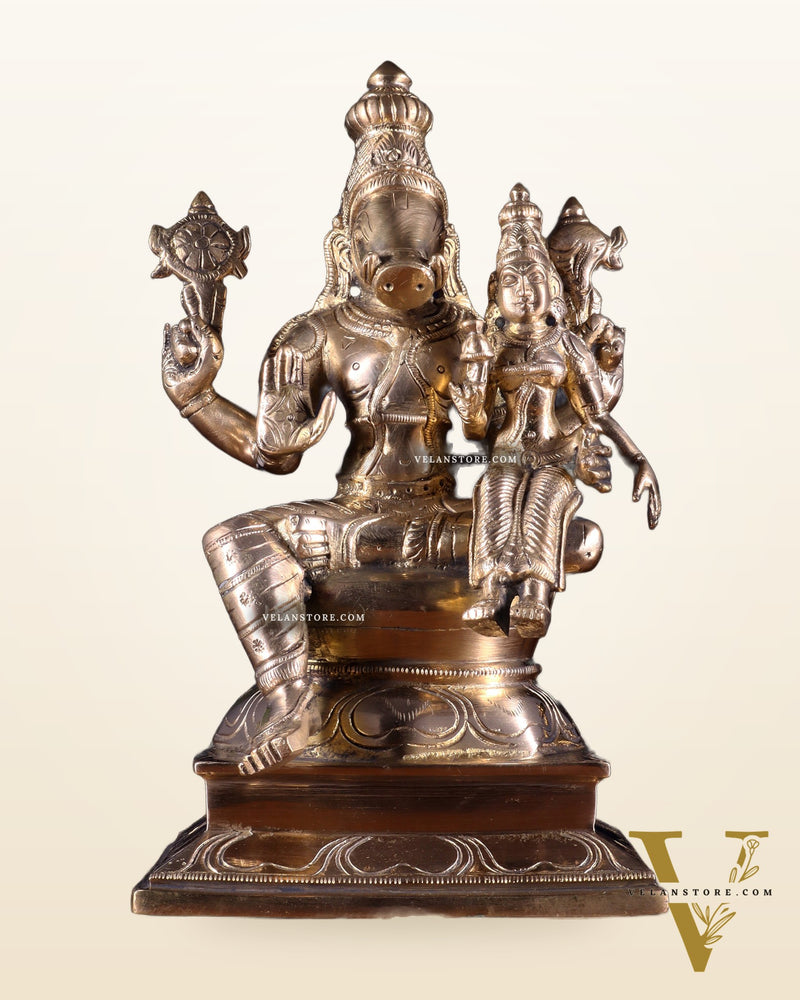 Pure Brass Varaha Lakshmi Statue 9.5"
