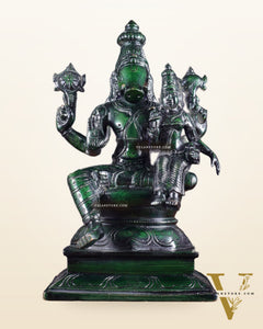 Pure Brass Varaha Lakshmi Statue – Agate green Tone 9.5"