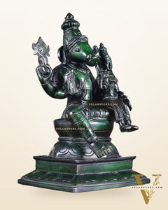 Pure Brass Varaha Lakshmi Statue – Agate green Tone 9.5"