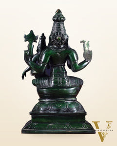 Pure Brass Varaha Lakshmi Statue – Agate green Tone 9.5"