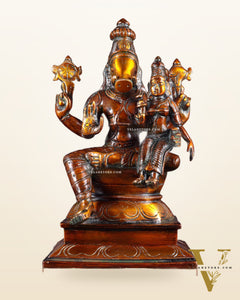 Pure Brass Varaha Lakshmi Statue – Antique Chola Tone 9.5"