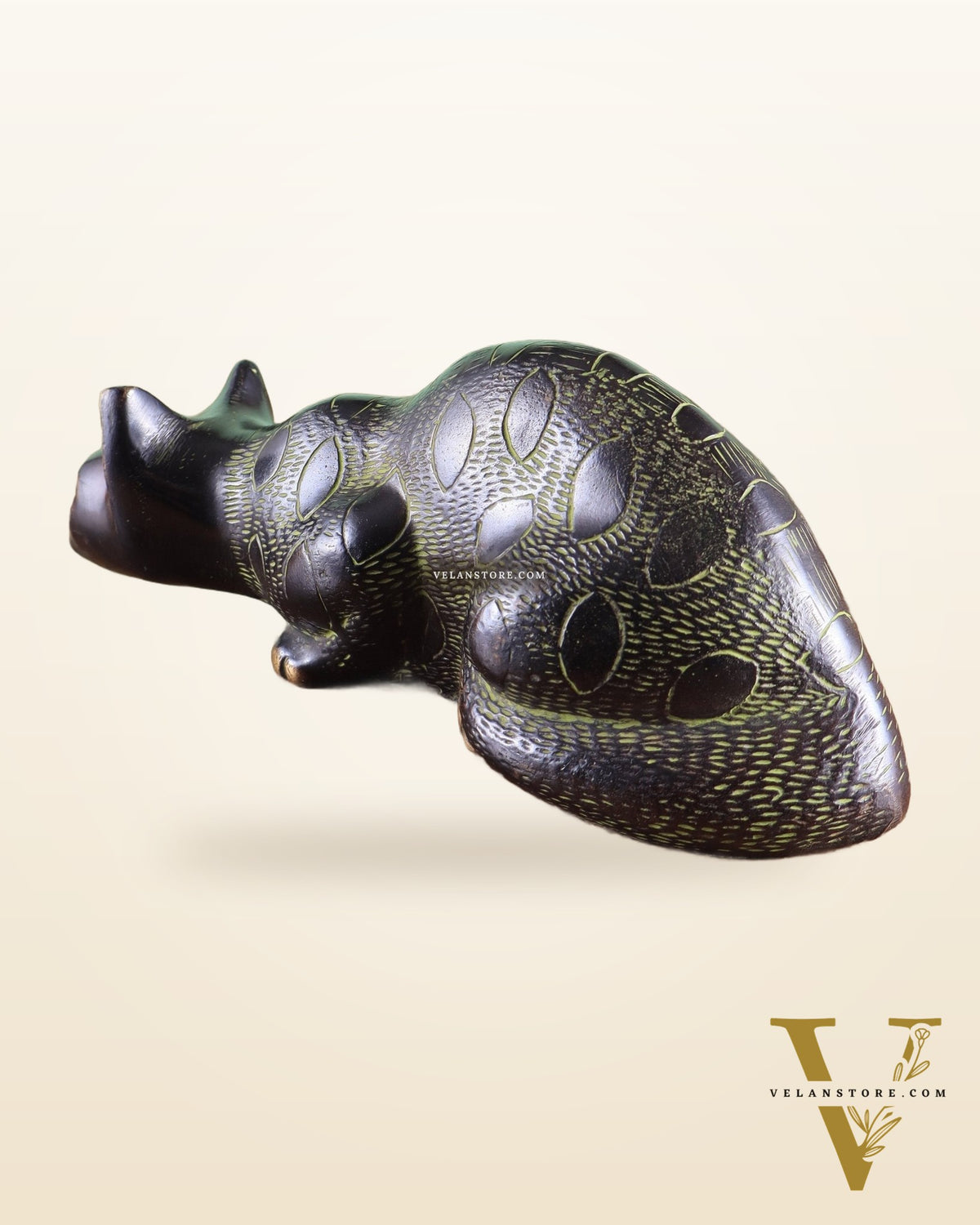 Pure Brass Vastu Black Cat Drinking Water Pose Showpiece