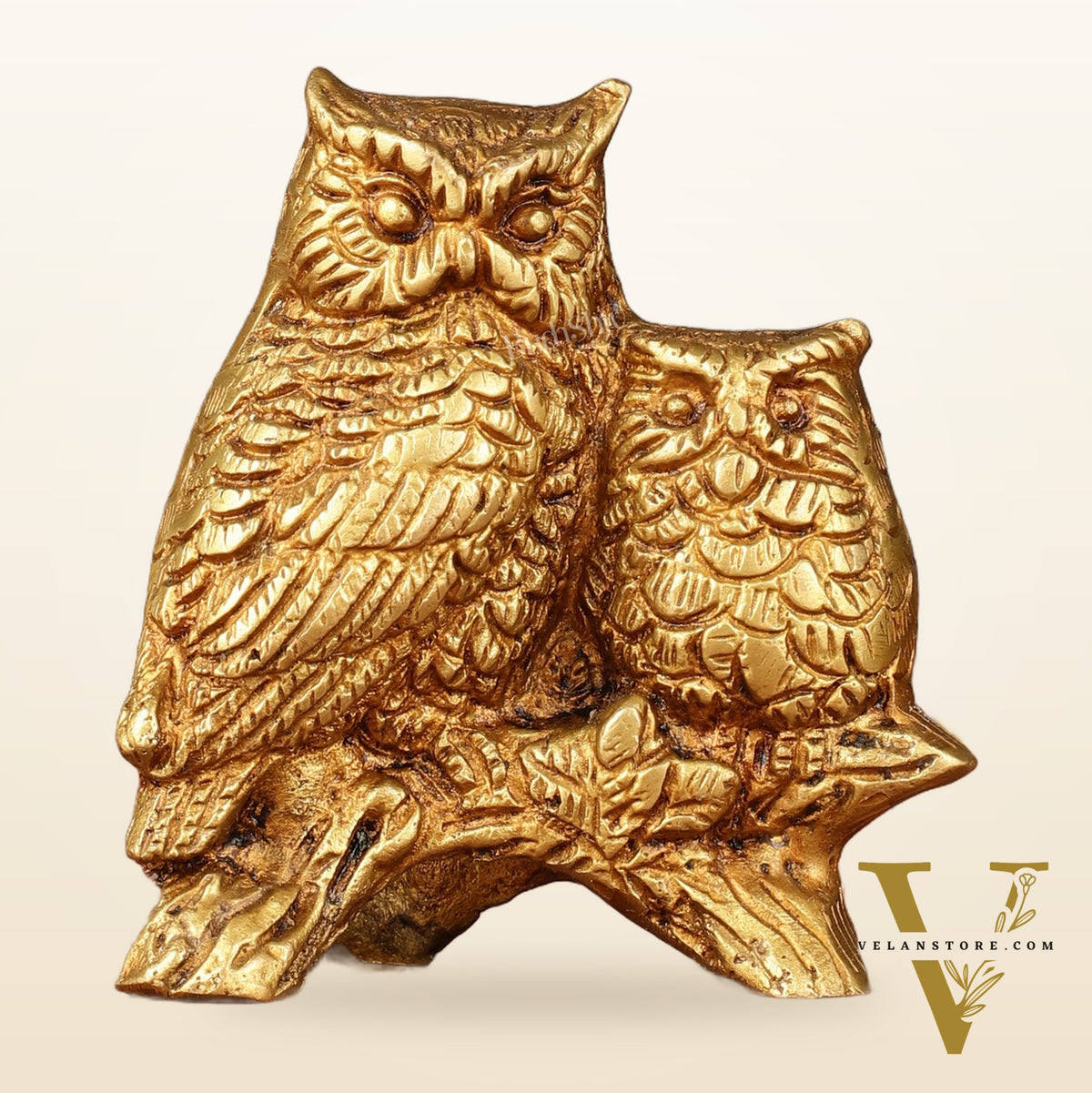 Pure Brass Vastu Owl Pair Showpiece | Width 3 Inch