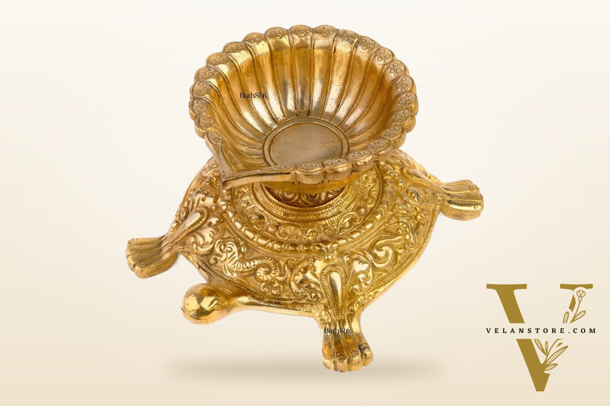 Pure Brass Vastu Tortoise Diya Lamp 6 inch