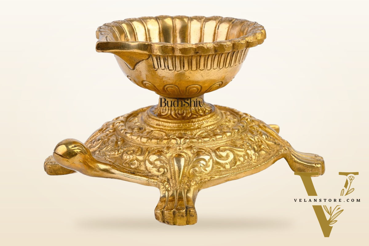 Pure Brass Vastu Tortoise Diya Lamp 6 inch