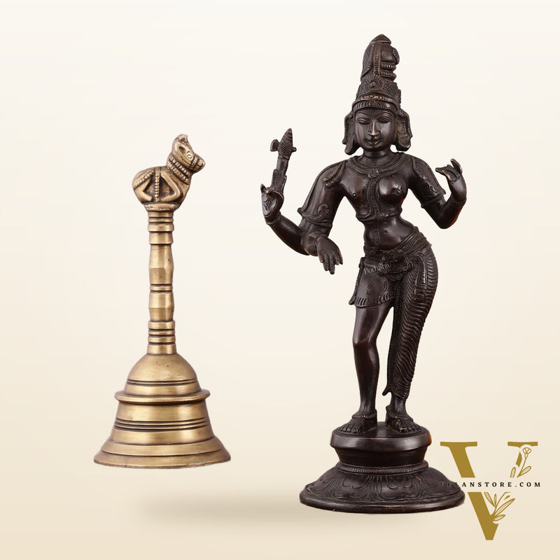Pure Brass Vintage Ardhanarishwara Dark Chocolate finish Sculpture – 11.5