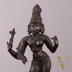 Pure Brass Vintage Ardhanarishwara Dark Chocolate finish Sculpture – 11.5