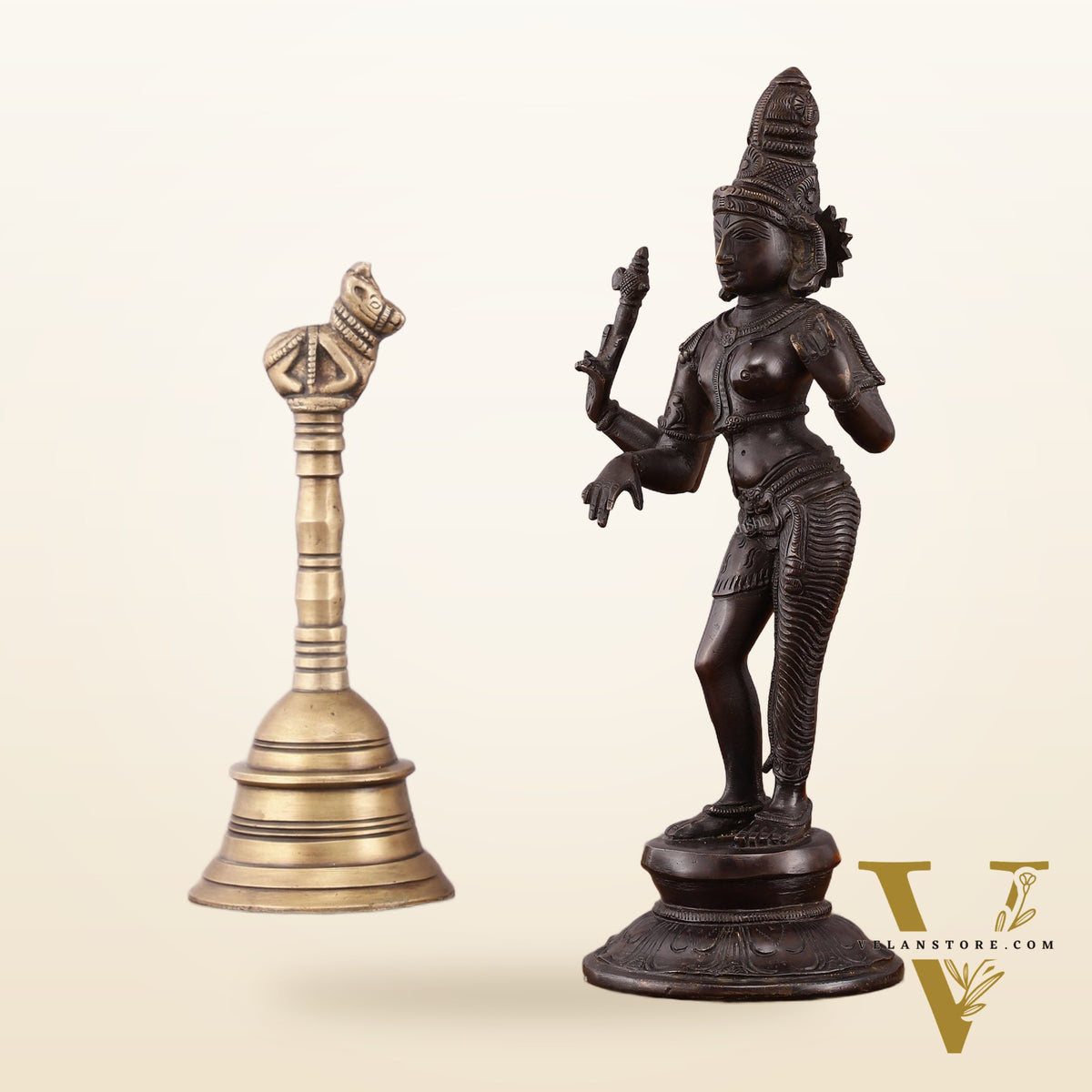 Pure Brass Vintage Ardhanarishwara Dark Chocolate finish Sculpture – 11.5