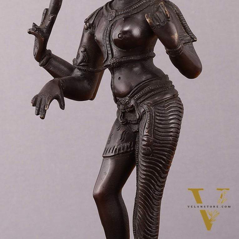 Pure Brass Vintage Ardhanarishwara Dark Chocolate finish Sculpture – 11.5