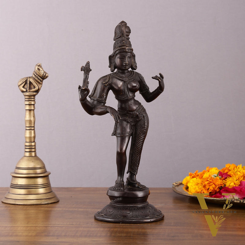 Pure Brass Vintage Ardhanarishwara Dark Chocolate finish Sculpture – 11.5
