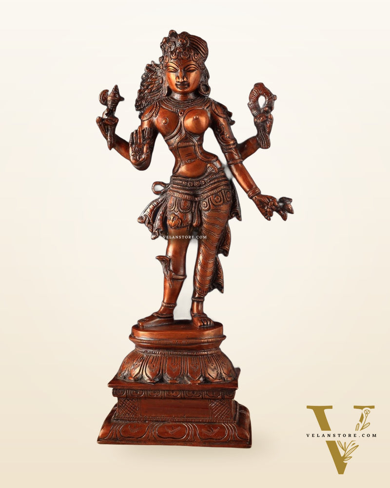 Pure Brass vintage Ardhanarishwara idol 13.5" Brown tone