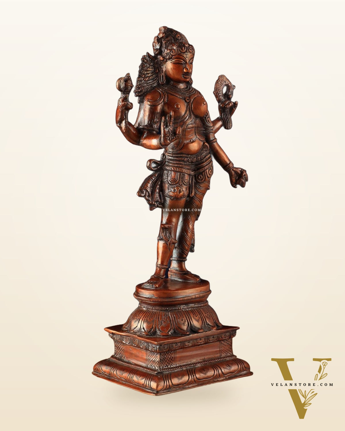 Pure Brass vintage Ardhanarishwara idol 13.5" Brown tone