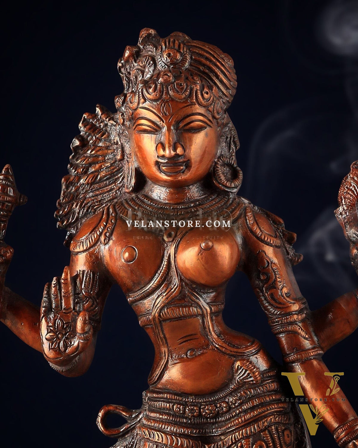 Pure Brass vintage Ardhanarishwara idol 13.5" Brown tone