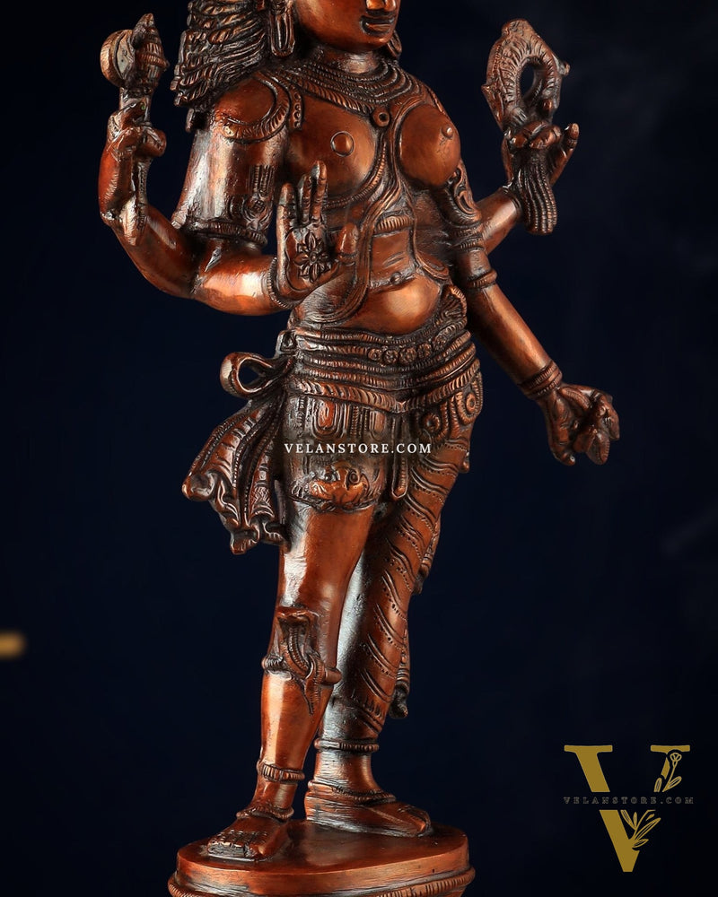 Pure Brass vintage Ardhanarishwara idol 13.5" Brown tone