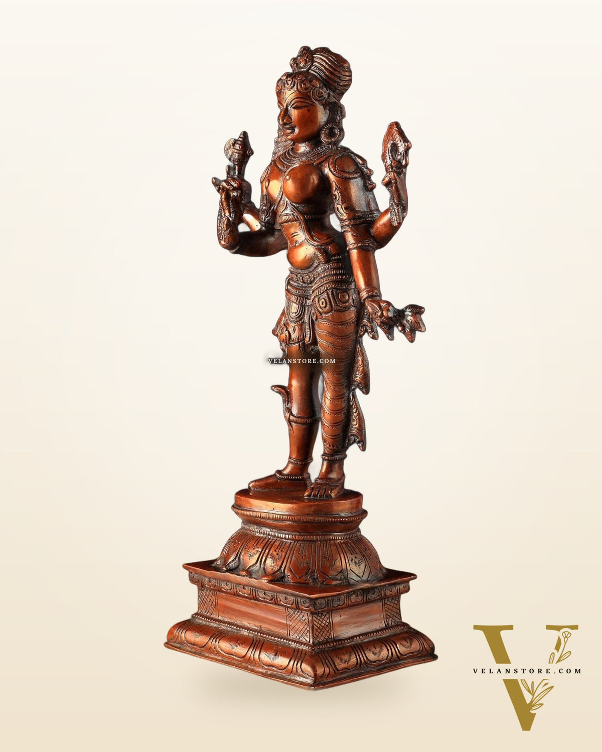 Pure Brass vintage Ardhanarishwara idol 13.5" Brown tone