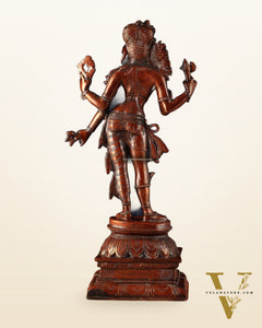 Pure Brass vintage Ardhanarishwara idol 13.5" Brown tone