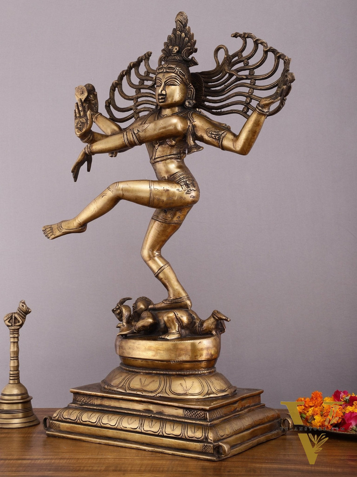 Pure Brass Vintage Dancing Shiva Sculpture - 28.5 Inch