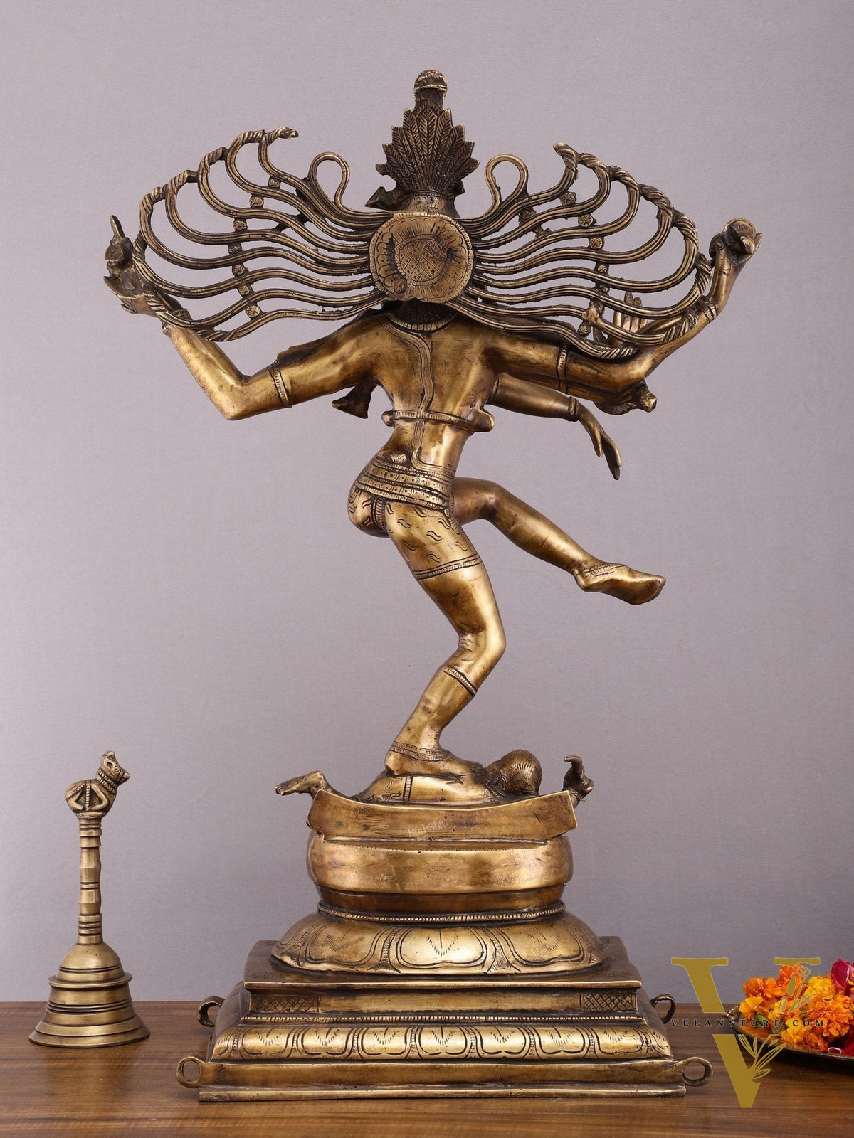 Pure Brass Vintage Dancing Shiva Sculpture - 28.5 Inch
