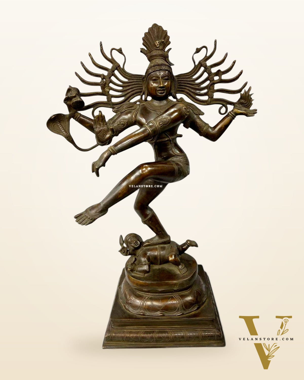 Pure Brass Vintage Dancing Shiva Statue – Bronze Tone Finish 30.5"