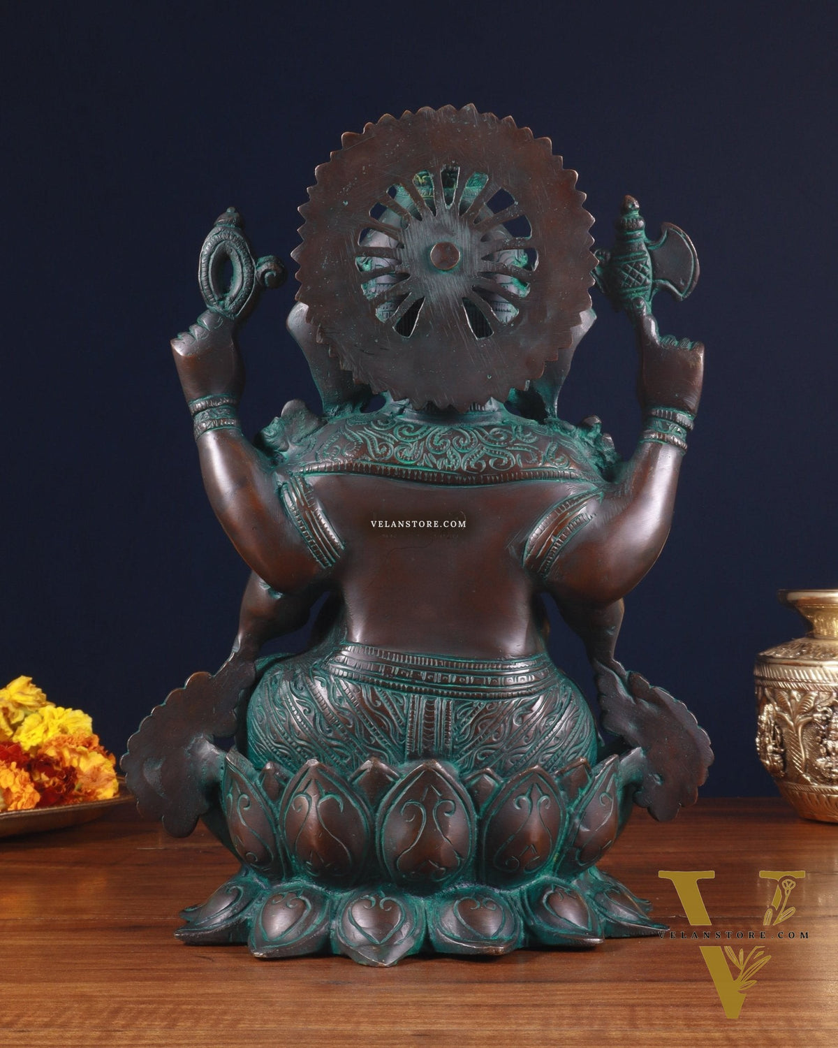 Pure Brass vintage Ganesha Idol with bronze finish 12"