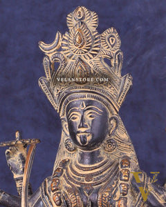 Pure Brass Vintage Goddess Kali Dashbhuja Idol | 14 inch"