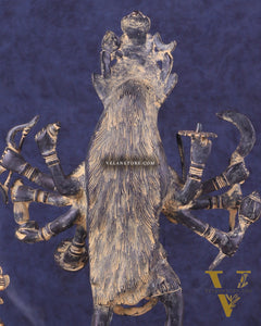 Pure Brass Vintage Goddess Kali Dashbhuja Idol | 14 inch"